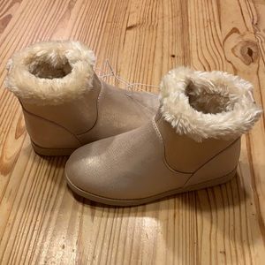Girls Boots, sparkling beige color, size-5.